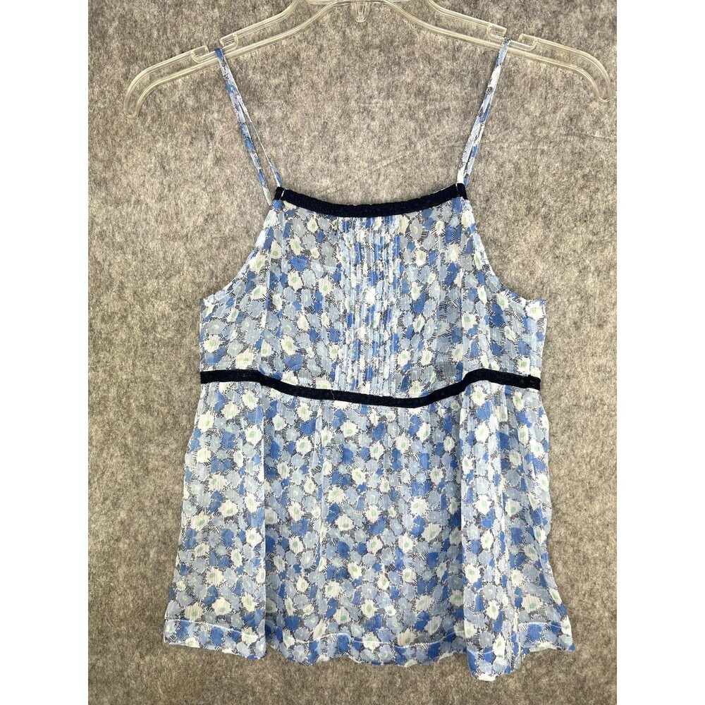 Old Navy Babydoll Top Size XS Blue Sheer Floral Fairy